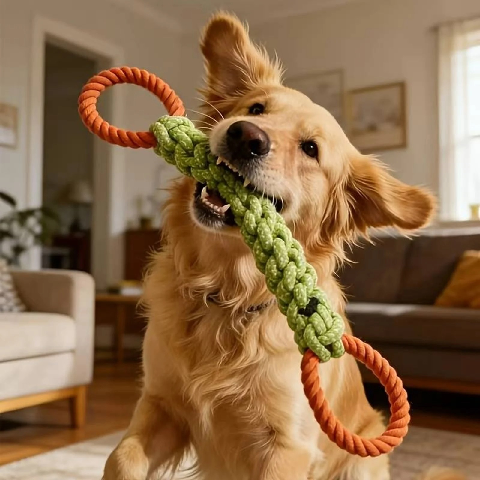 Pet Dental Chew Toy - Giocattolo in Corda per Cani Resistente,
